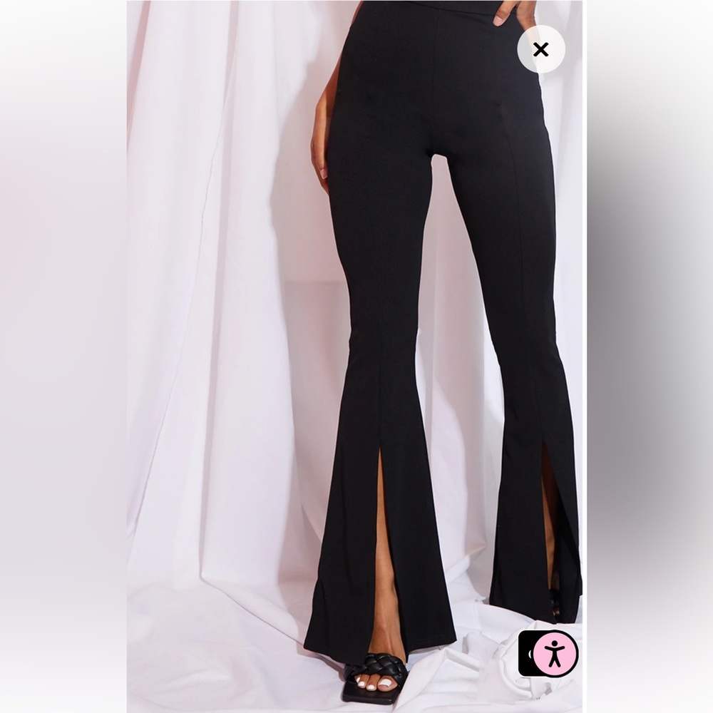Black Split Hem Flared Pants Never Been Worn - image 2